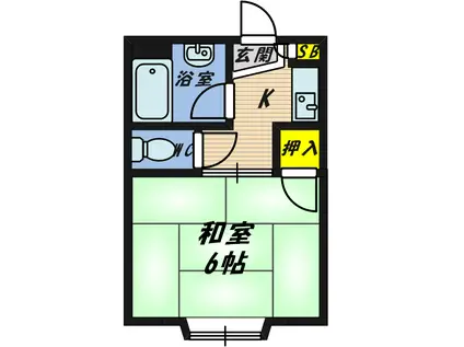 ハイネス関目(1K/2階)の間取り写真