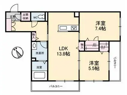 Mグラン(2LDK/2階)の間取り写真