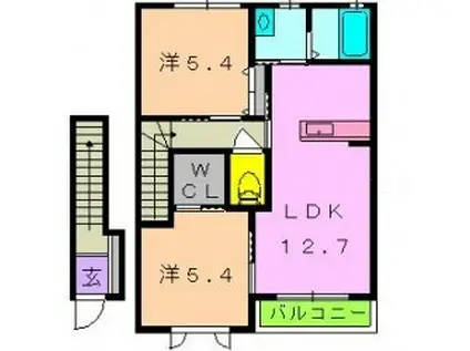グラミス・キャッスル C棟(2LDK/2階)の間取り写真