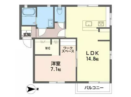 エバーグリーン(1LDK/2階)の間取り写真