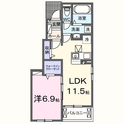 アスピレーション(1LDK/1階)の間取り写真
