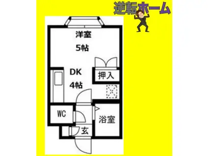 プレサント北8条A(1DK/3階)の間取り写真