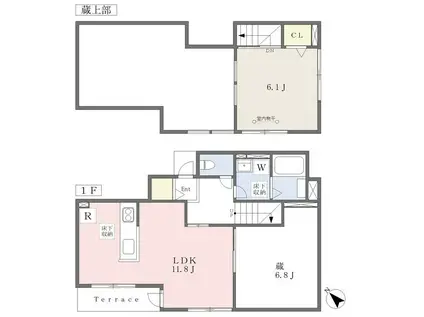 ソレイユ練馬高野台(1LDK/1階)の間取り写真