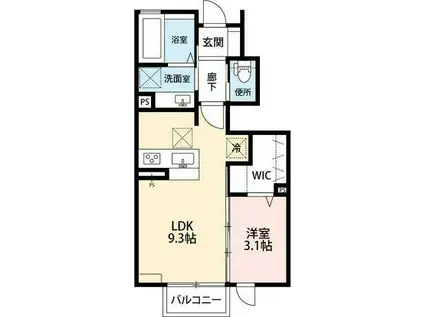 サンシティー原 弐番館(1LDK/1階)の間取り写真