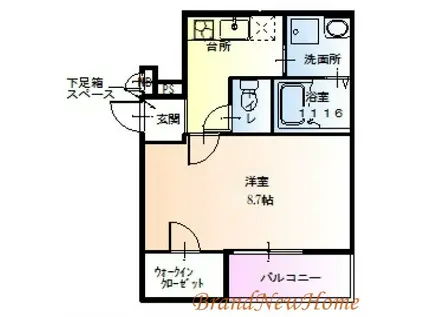 サン フィオーレ長尾I番館(1K/1階)の間取り写真