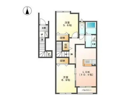 サンクレストIII(2LDK/2階)の間取り写真