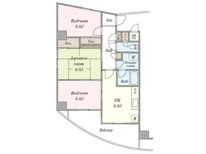 京王線 京王八王子駅 徒歩12分 9階建 築31年(3DK/6階)の間取り写真