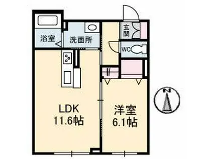 メゾンみくりな白石(1LDK/1階)の間取り写真