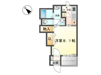 PLAGE(1K/1階)の間取り写真