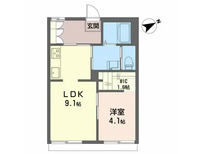 ニューフォーブルアオトB(1LDK/1階)の間取り写真