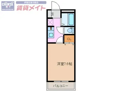 ボンヌピエス(1K/2階)の間取り写真