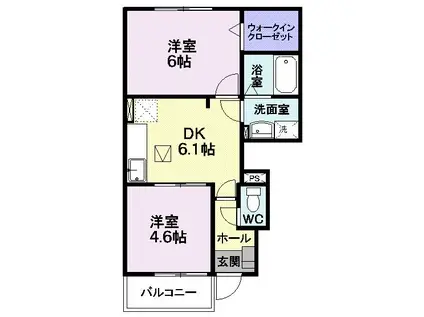 サニー・ドゥー(2DK/1階)の間取り写真