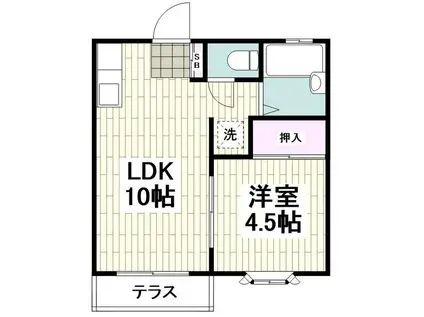 ジュネスハイツA(1LDK/1階)の間取り写真