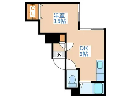 ラィベックス澄川(1DK/2階)の間取り写真