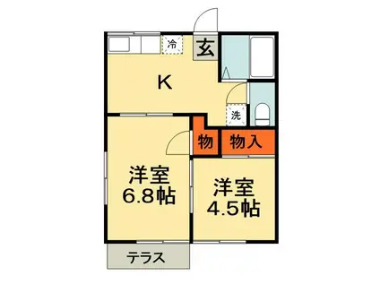 グリーンホース(2K/1階)の間取り写真