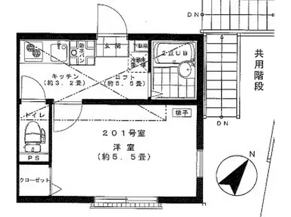 リーヴェルポート横浜保土ヶ谷II(1K/2階)の間取り写真
