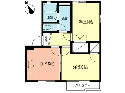 ソレイユ湘南I(2DK/1階)の間取り写真