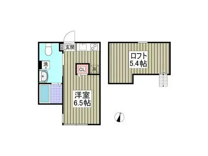 STAR CLOUD 洋光台(ワンルーム/2階)の間取り写真