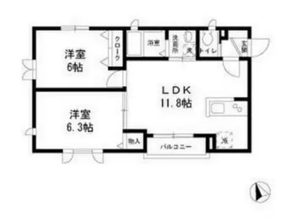 トラム・リビオン(2LDK/3階)の間取り写真