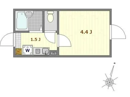 ノーザンロード志茂(1K/1階)の間取り写真