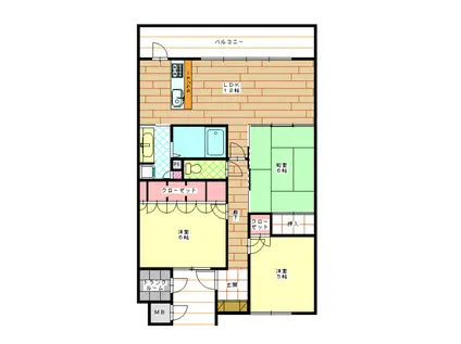 サーパス扇町(3LDK/14階)の間取り写真