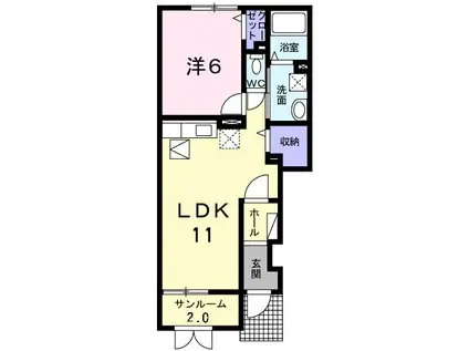 ジオグランド(1LDK/1階)の間取り写真