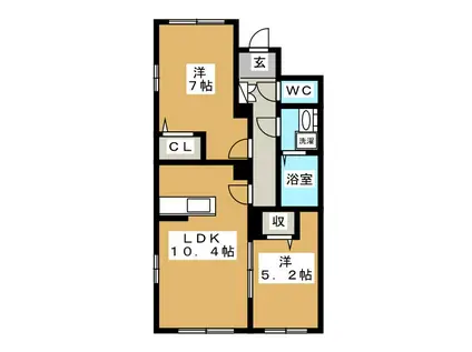 リ ファンテーヌ 山手(1LDK/1階)の間取り写真