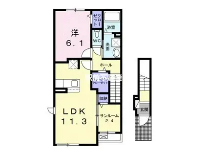 レジデンスMB(1SLDK/2階)の間取り写真