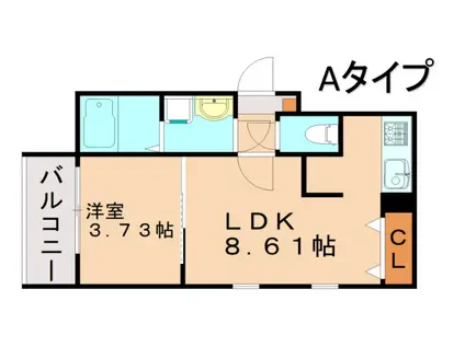 YTK KURUME(1LDK/2階)の間取り写真