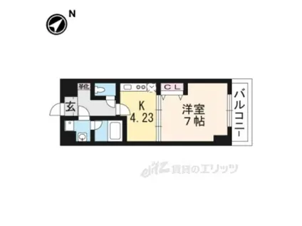 エンゼルプラザイースト2(1DK/4階)の間取り写真