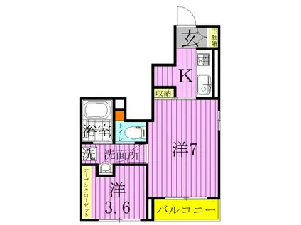 サニーフィールド7(1LDK/1階)の間取り写真