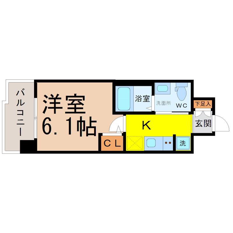 LIVE CASA堀田(1K/8階)の間取り写真