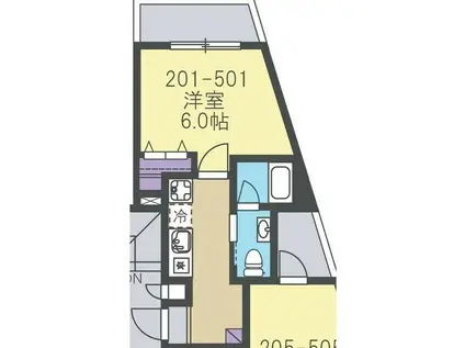 グランベイト白楽(1K/1階)の間取り写真