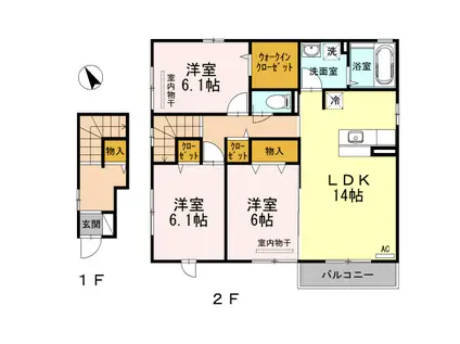D-ROOMビオラ(3LDK/2階)の間取り写真