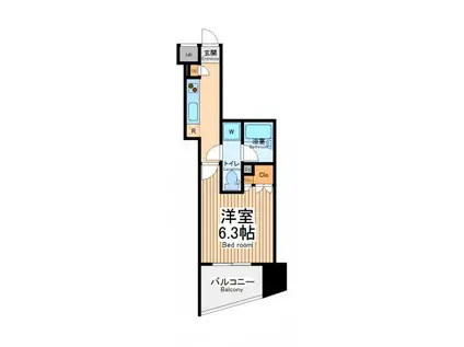 スパシエ川崎ウエスト(1K/3階)の間取り写真