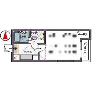 ヴァンベール宮町(1K/2階)の間取り写真