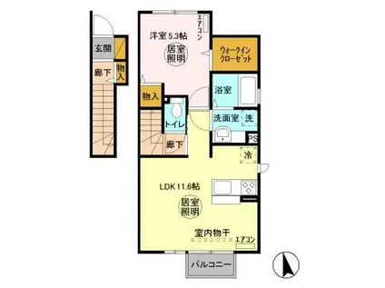 グランライト A(1LDK/2階)の間取り写真