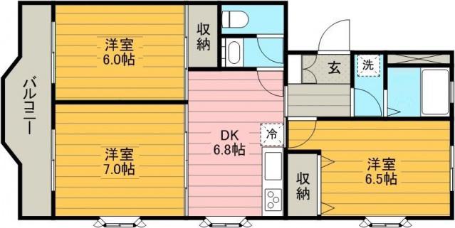 東原グリーンハウス(3DK/3階)の間取り写真