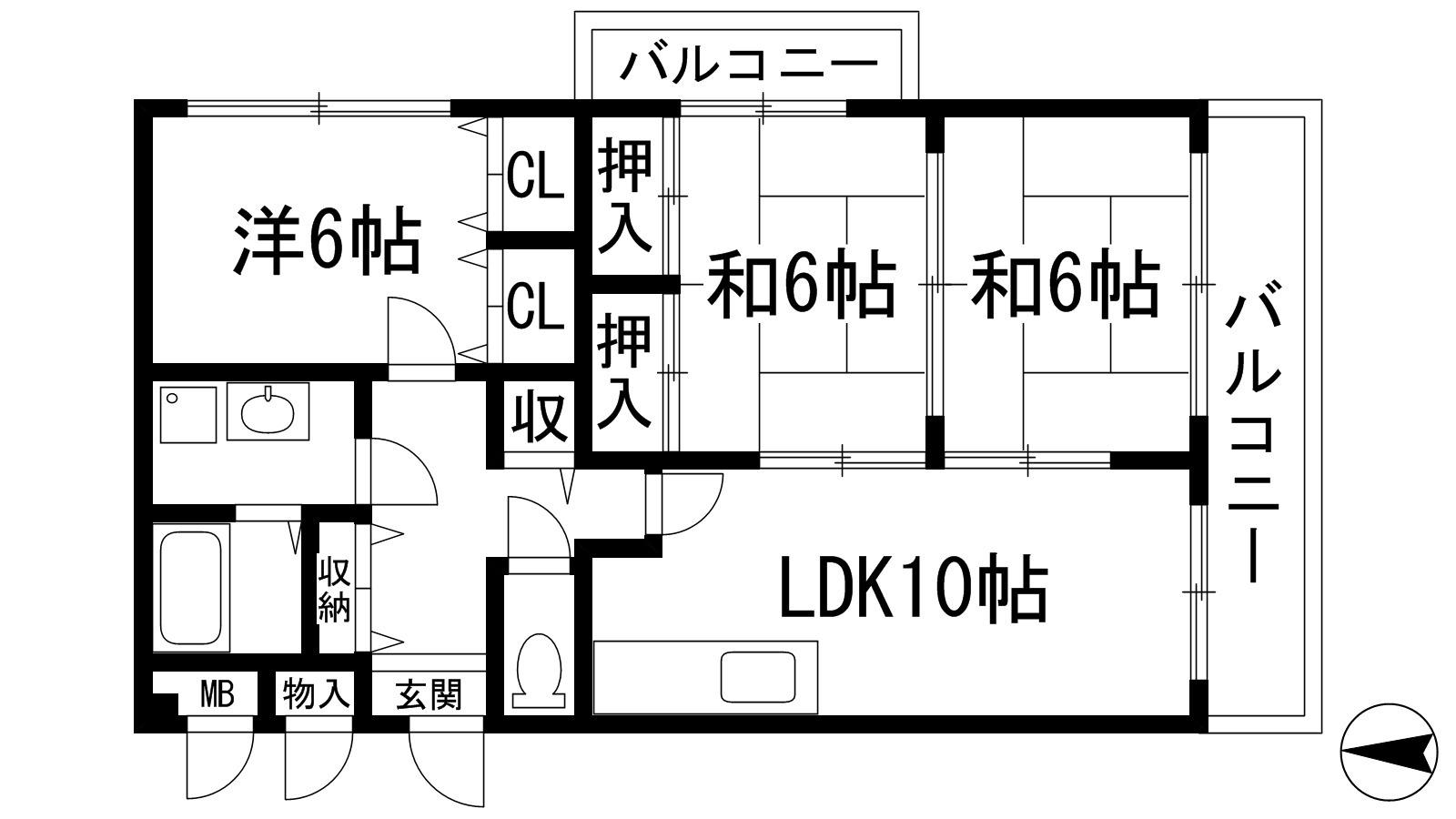 グランドゥール平井(3LDK/2階)の間取り写真