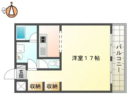 ソレイユ1番館(1K/4階)の間取り写真