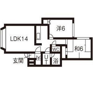 グレースハイツ伏古(2LDK/1階)の間取り写真