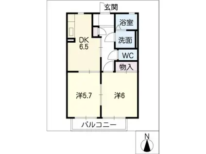 GRACE COURT A棟(2DK/1階)の間取り写真