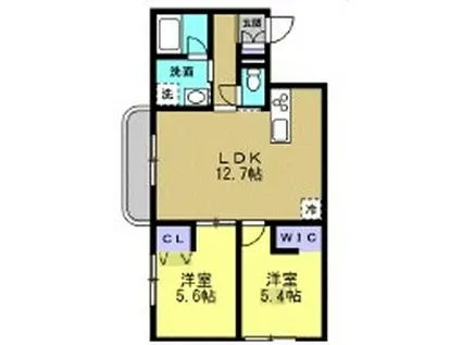 RISHAS(2LDK/4階)の間取り写真