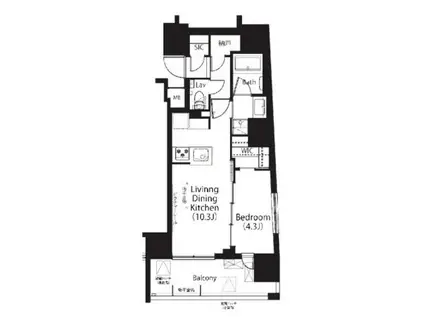 フレンシア四谷左門町(1LDK/2階)の間取り写真
