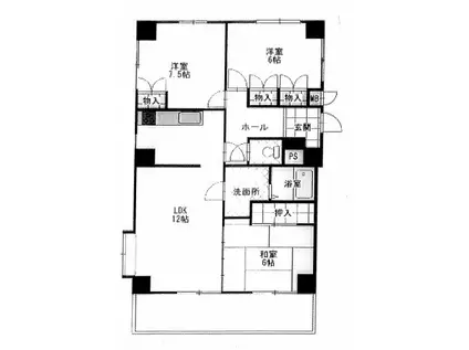 トゥエルコート新富士(3LDK/2階)の間取り写真