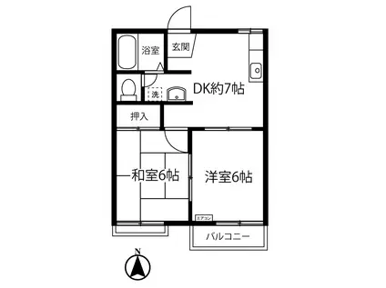 グリーンハイツ /下麻生(2DK/2階)の間取り写真