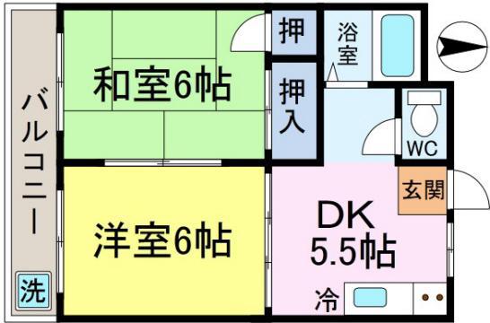 グレースハイツ(2DK/3階)の間取り写真