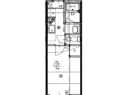 パセオグランデ四街道(1K/2階)の間取り写真
