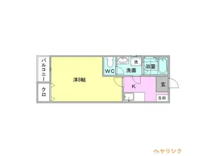 クレフラスト新守山南B棟(1K/1階)の間取り写真