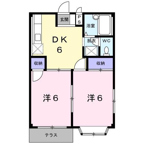 エルディム米山I(2DK/1階)の間取り写真